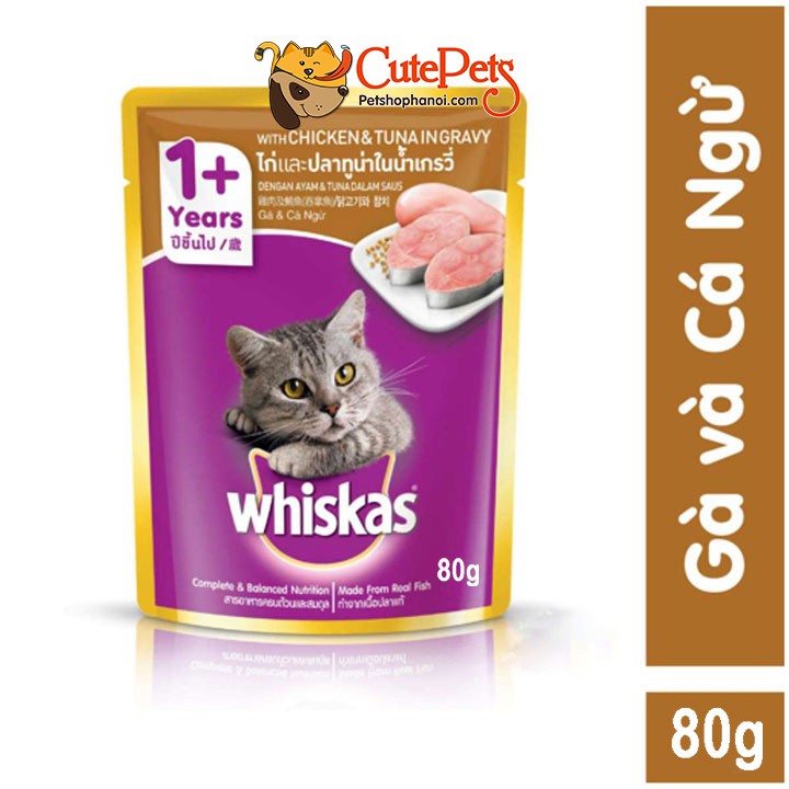 Pate cho mèo Whiskas 80g thức ăn ướt cho mèo - CutePets Phụ kiện chó mèo Pet shop Hà Nội