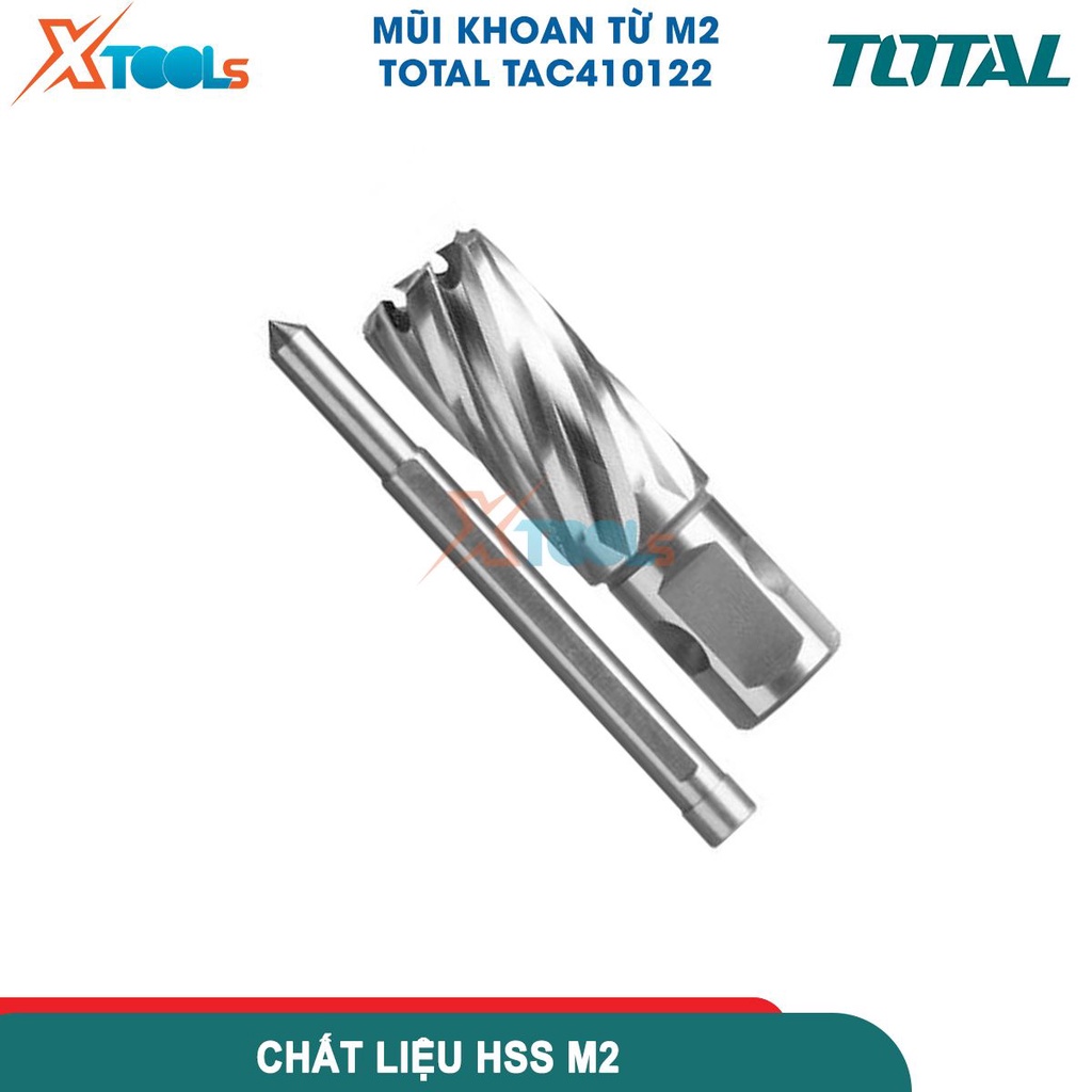 Mũi khoan từ M2 (100c/T) TOTAL kích thước từ 12mm đến 36mm, độ khoan sâu: 30mm, chất liệu: HSS M2 -CHÍNH HÃNG-XTOOLS