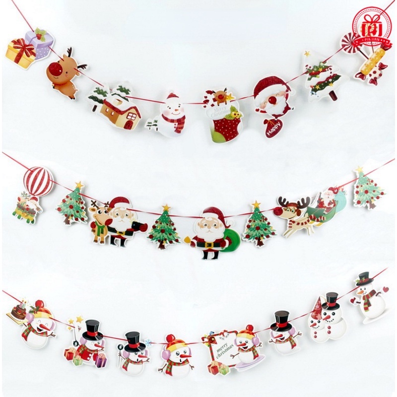 Dây Treo Trang Trí Giáng Sinh Hình Ông Già Noel / Hoạt Hình Bằng Giấy Xinh Xắn