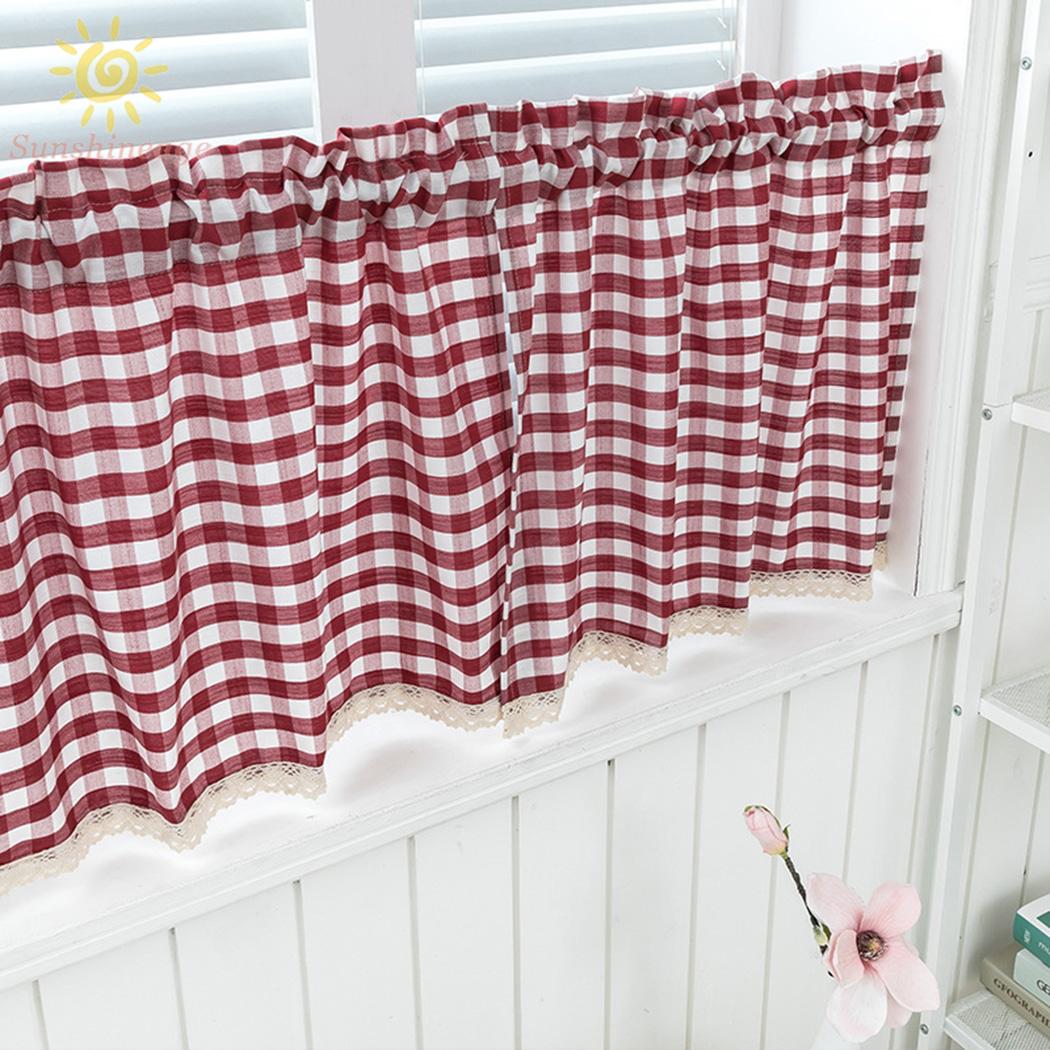Rèm Cửa Ren Họa Tiết Kẻ Sọc Kích Thước 120x45cm