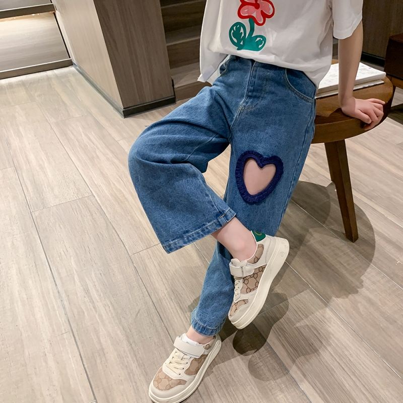 Mới Quần Jeans Lưng Cao Dáng Rộng Phong Cách Thời Trang 2022 Dành Cho Bé Gái
