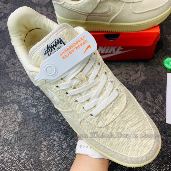 [Pkdsneaker25] Giày Nike Stussy x Nike Air Force 1 Low 'Fossil' CZ9084 da vải nam nữ