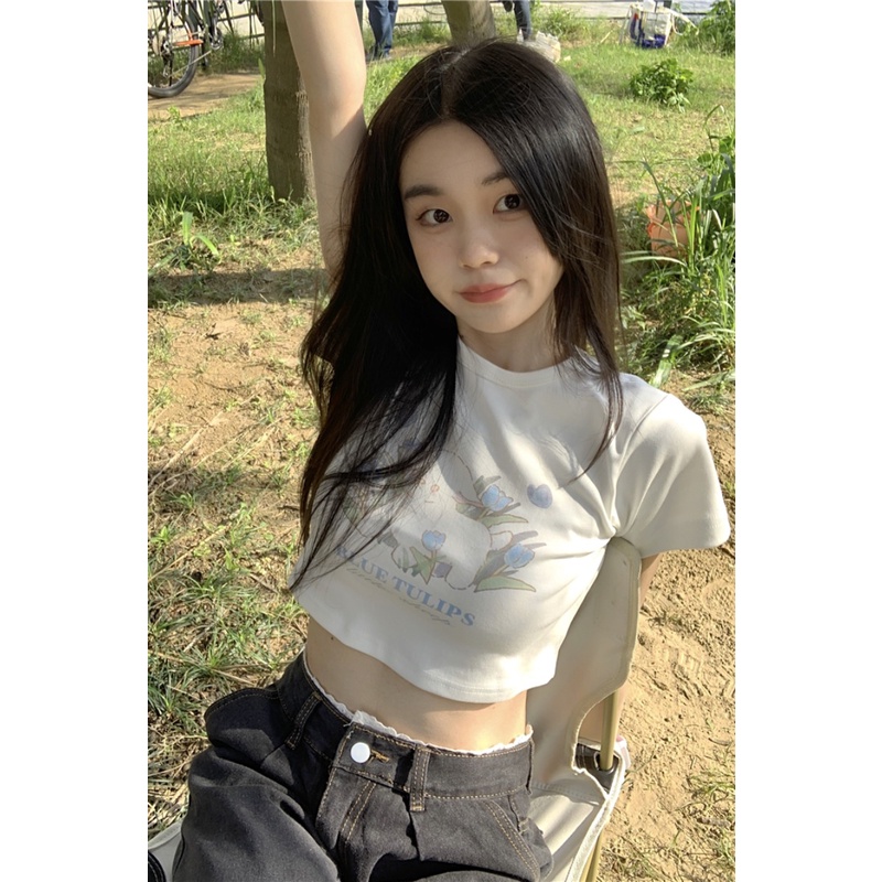 Áo Thun Nữ Ngắn Tay Cổ Tròn Gợi Cảm