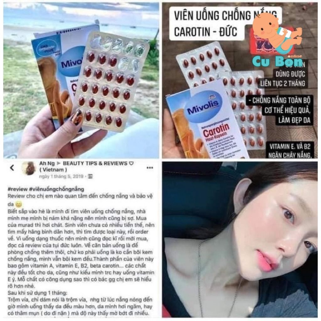 Viên uống chống nắng Mivolis Das Gesunde Plus Carotin 60 viên của Đức