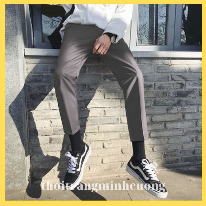 Quần baggy nam (trắng kem) phong cách Hàn Quốc, ống suông mặc co giãn, phù hợp đi học, dạo phố | BigBuy360 - bigbuy360.vn