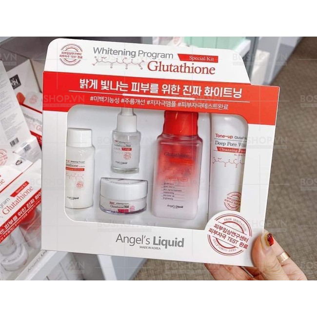 Bộ kit 5 món Dưỡng Trắng Da, Làm Mờ Thâm Angel's Liquid Whitening Program Special Kit Glutathione | BigBuy360 - bigbuy360.vn