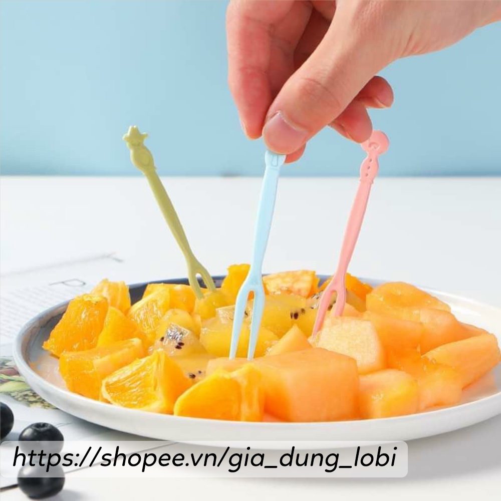 Hộp 50 chiếc dĩa cắm thức ăn hoa quả dễ thương dĩa nhựa xiên hoa quả chất liệu nhựa PS an toàn