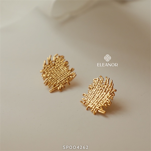 Bông tai nữ chuôi bạc 925 Eleanor Accessories họa tiết đan mây phụ kiện trang sức phong cách Hàn Quốc