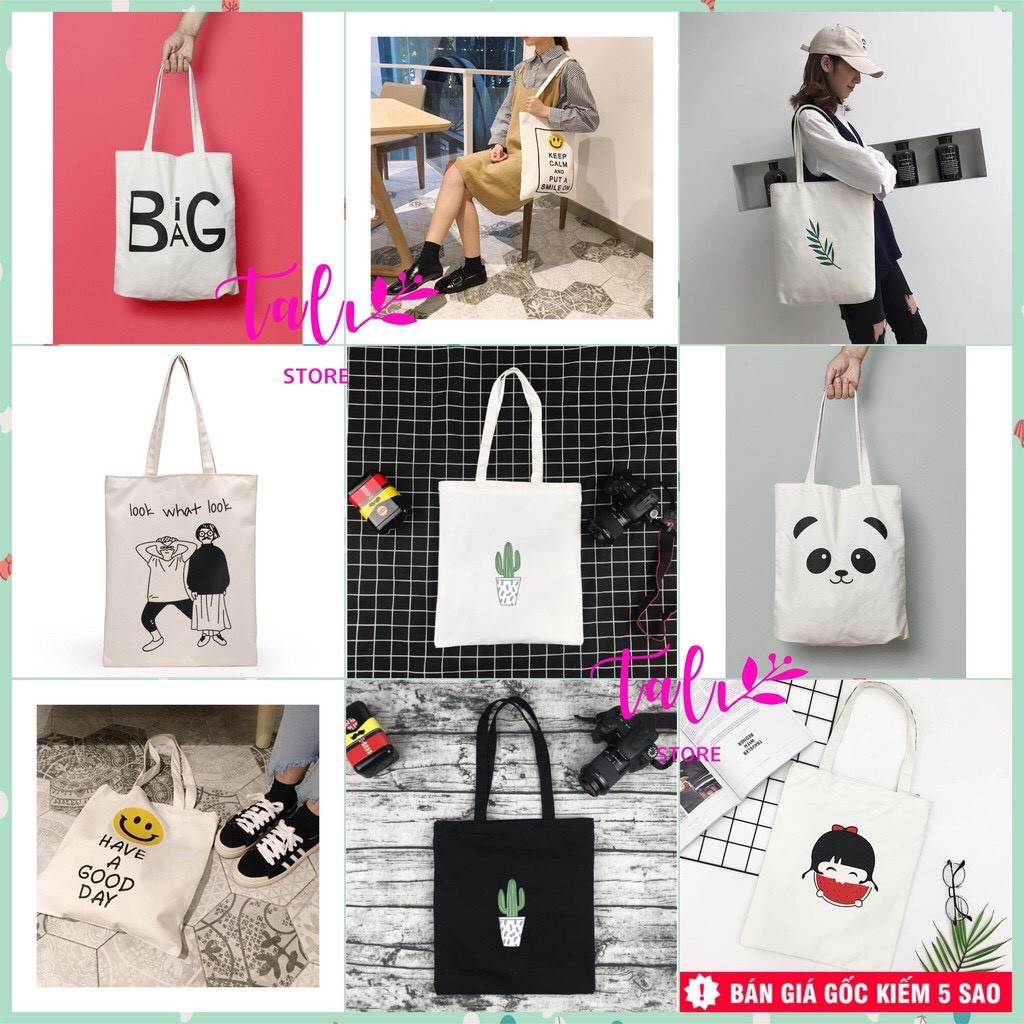 [Bán sỉ] 100 mẫu hot nhất Túi Tote Vải canvas có khóa miệng