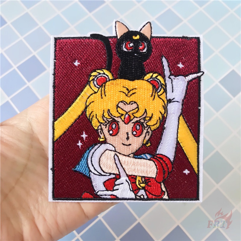 ☸ Miếng Dán Ủi Thêu Hình Thủy Thủ Mặt Trăng ☸ 1 Miếng Vá DIY Hình Mặt Trăng Tsukino Usagi Luna 10CM (M - 06567)