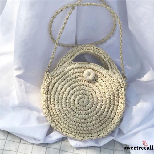Túi đeo chéo dệt mây hình tròn thời trang cho nữ