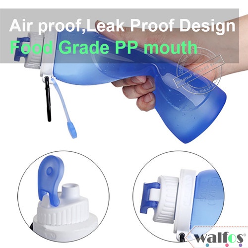 Bình nước thể thao WALFOS silicone gấp gọn lại được thiết kế sáng tạo 500ml