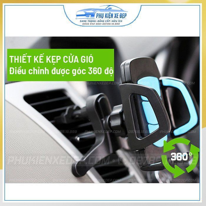 Giá đỡ điện thoại ⚡FREESHIP⚡ kẹp cửa gió trên ô tô | Thiết kế chắc chắn vừa với tất cả dòng điện thoại | Xoay 360
