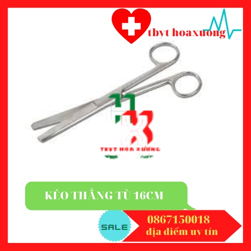 [Hàng Chính Hãng] Kéo Y Tế Thẳng Hai Đầu Tù 16cm Parkistan - Kéo Cắt Thuốc 16cm