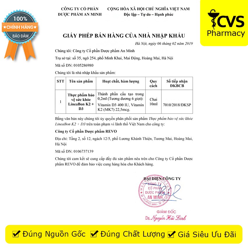 Siro Bổ Sung Vitamin Tăng Chiều Cao Cho Bé Lineabon K2+D3 Ergopharm 10Ml - cvspharmacy