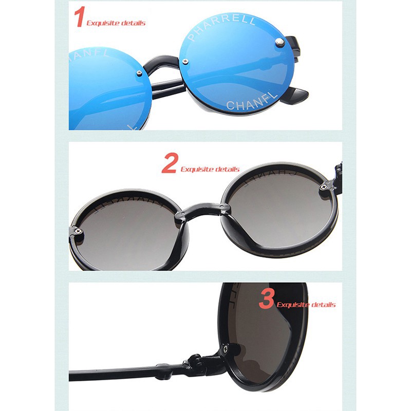 Kính mát gọng tròn oversize in chữ phong cách Hàn Quốc thời trang mùa hè dành cho bé