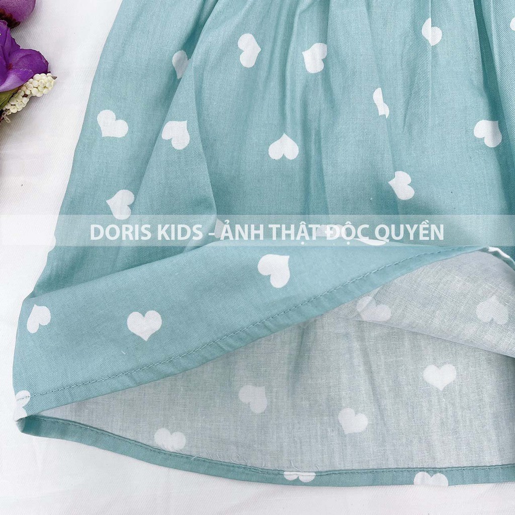 Bộ Bé Gái Chất Thô Cotton Họa Tiết Trái Tim Dễ Thương Doris Kids.