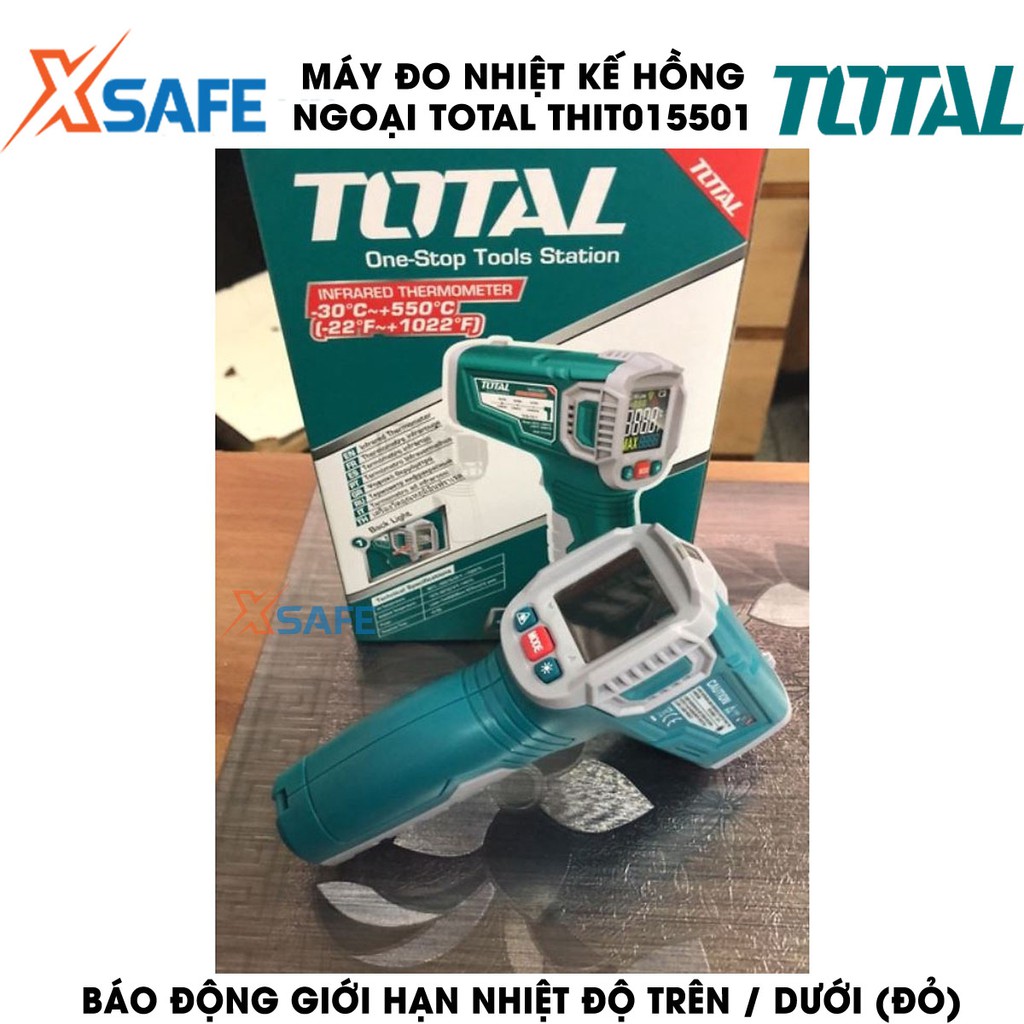 Nhiệt kế hồng ngoại TOTAL THIT015501 màn hình hiển thị màu Máy đo nhiệt cầm tay tự động tắt nguồn, có đèn nền