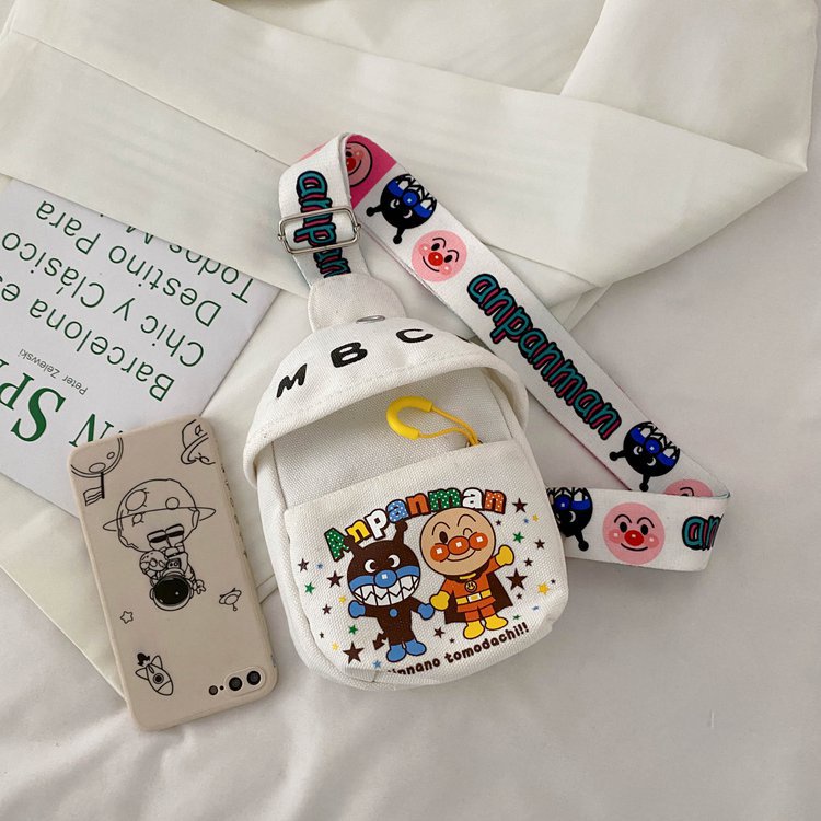 Túi Đeo Chéo Vải Canvas Họa Tiết Hoạt Hình Dễ Thương Cho Bé