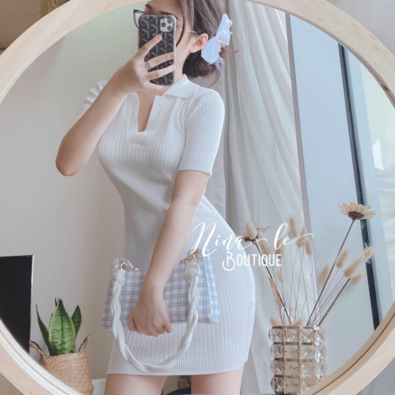 Đầm len body đầm dáng ôm cổ đức siêu xinh QC Loại 1