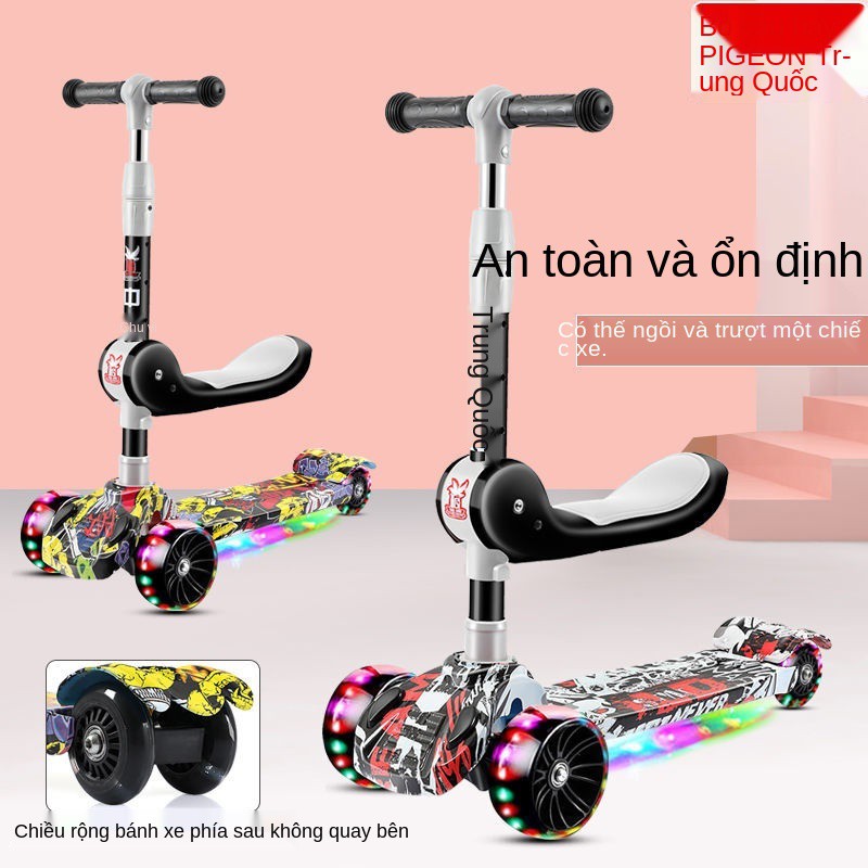 Xe trượt Scooter Trẻ em 1-3-6-8-12 tuổi có thể ngồi và đi cân bằng ba trong một