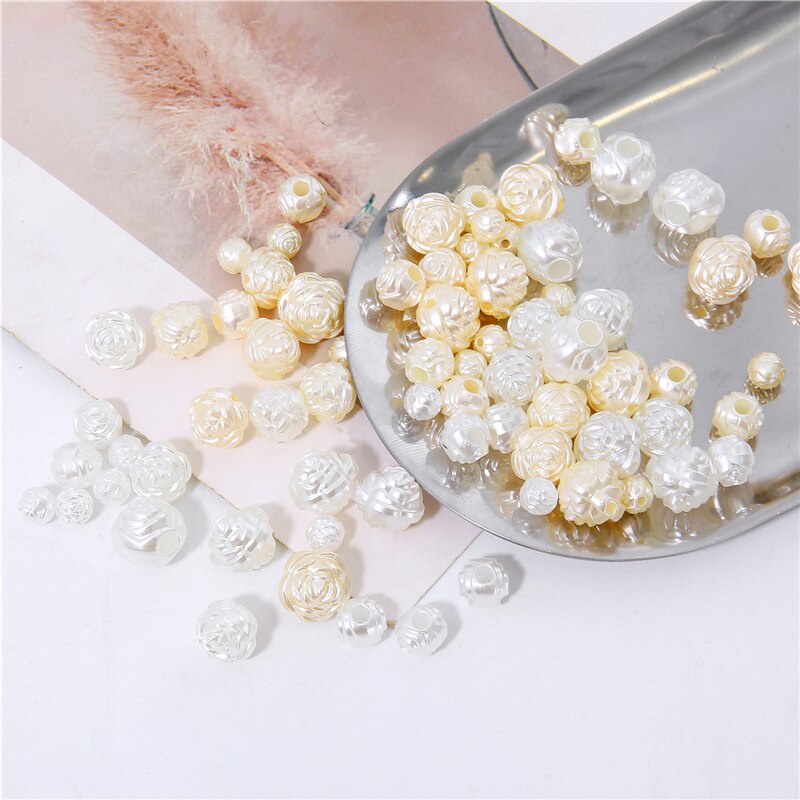 Hạt acrylic ABS giả ngọc trai hình hoa hồng làm vòng tay vòng cổ thủ công