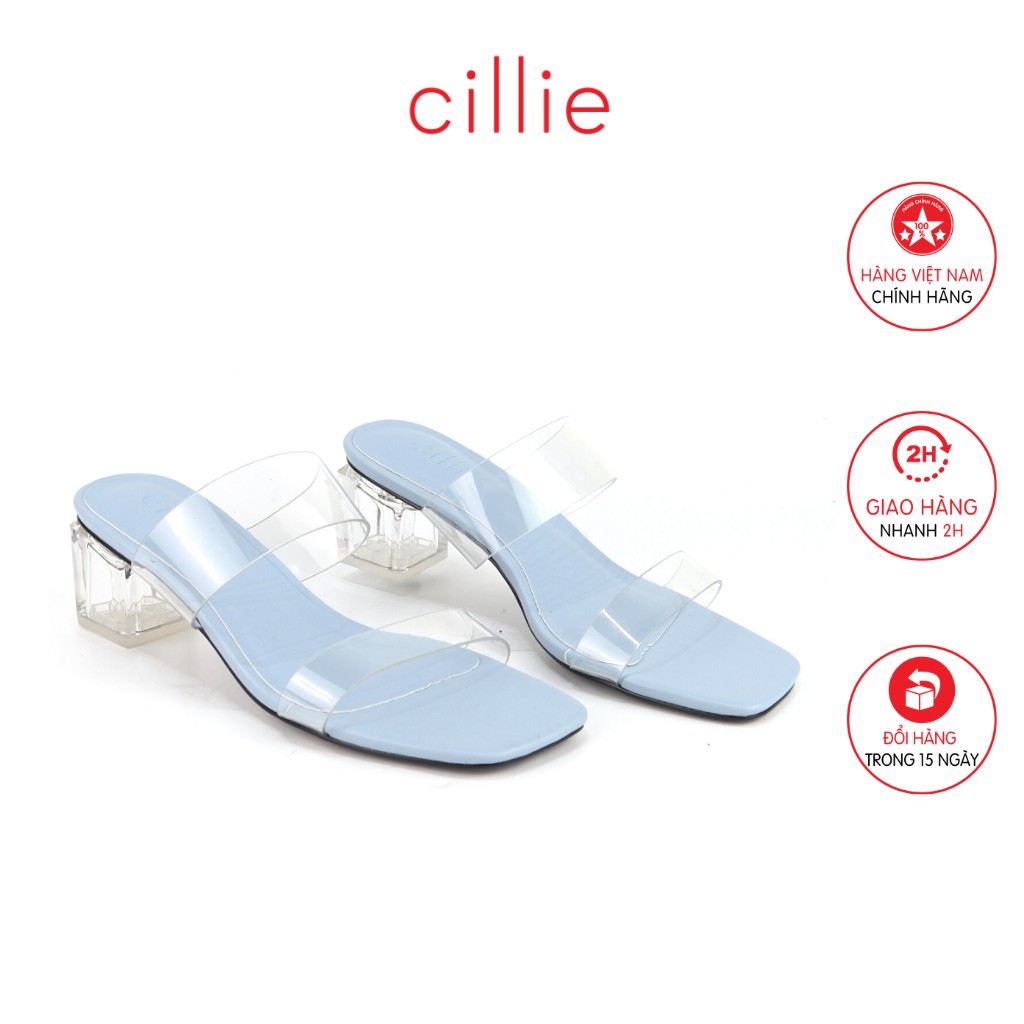 Guốc nữ quai trong thời trang mang dạo phố đi chơi, đi làm quai ngang gót trong sang chảnh cao 5cm 7cm Cillie 1022