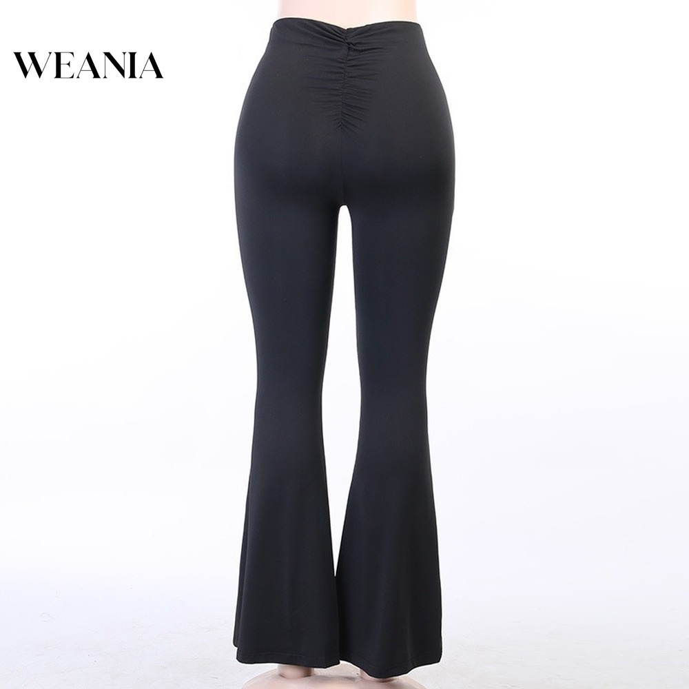 Quần Dài Lưng Cao Ống Loe Xếp Ly Thời Trang Quyến Rũ