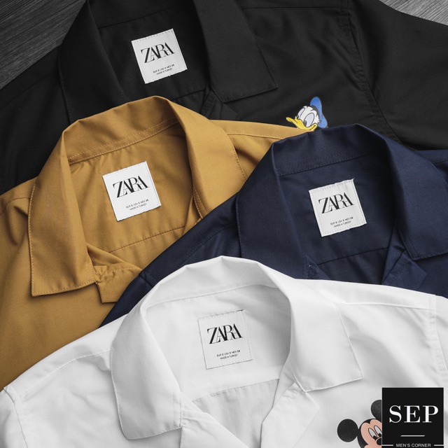 Set bộ unisex Mickey & Donald chất liệu sợi tre nhẹ mát, 1 set bao gồm 1 áo somi cổ danton & 1 quần short | BigBuy360 - bigbuy360.vn