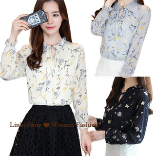 Áo DàI Tay In Hoa BằNg VảI Chiffon Cho Nữ