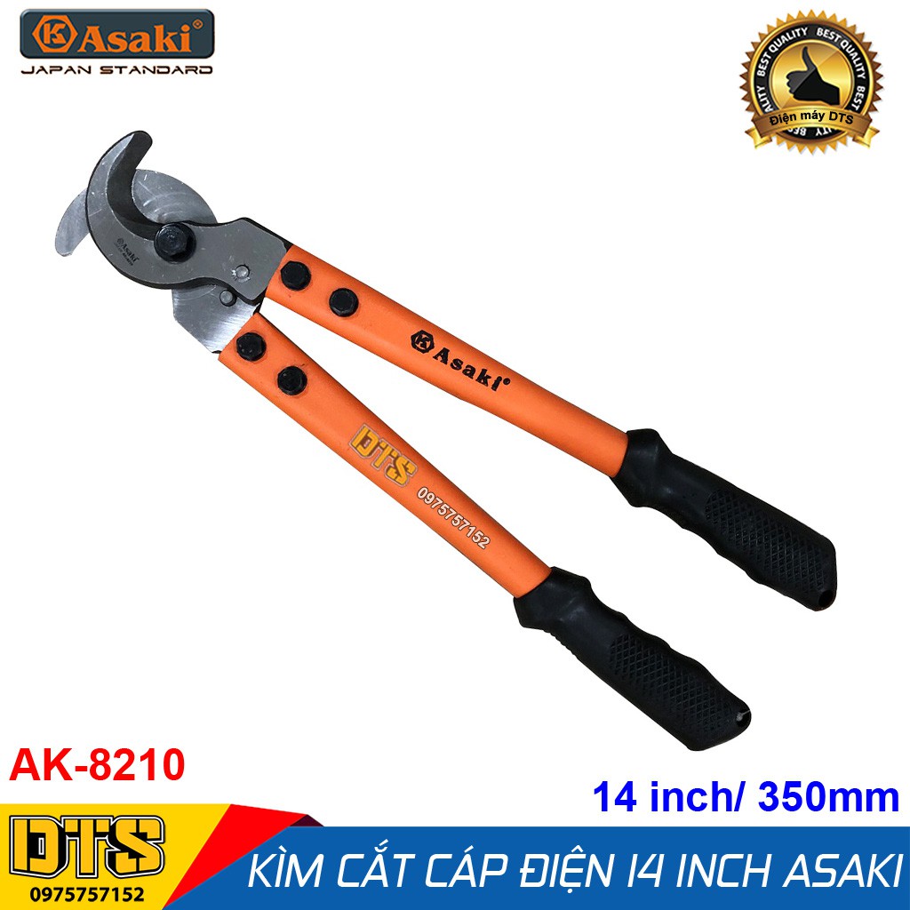 Kìm cắt cáp điện, cáp đồng, nhôm, cáp quang Asaki AK-8210 14inch/ 350mm (Khả năng cắt cáp đường kính Φ 12mm)