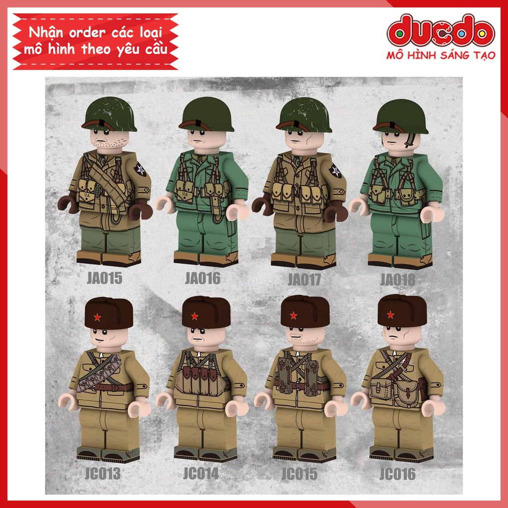 Minifigures chiến binh Army trong chiến tranh thế giới - Đồ chơi Lắp ghép Xếp hình Mô hình Mini WW2 JA015-018 JC013-016