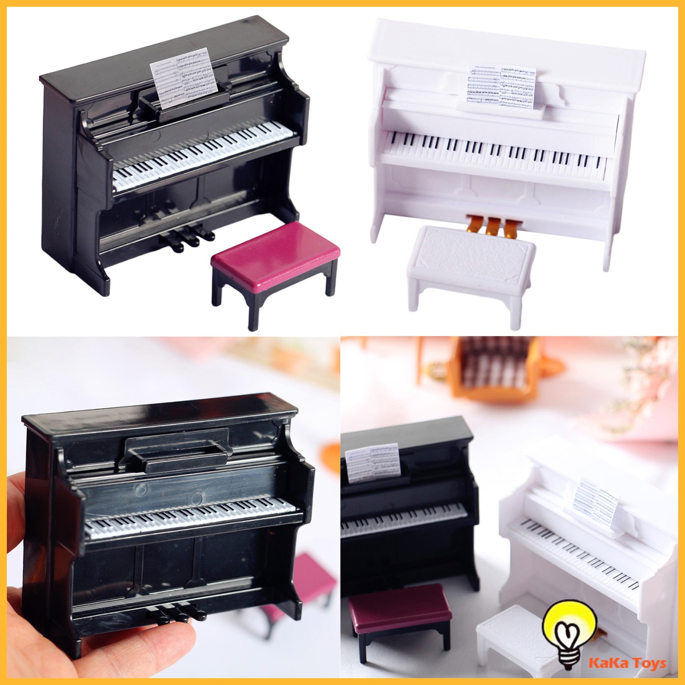 Mô hình đàn piano đồ chơi thu nhỏ trang trí nhà búp bê 12th BJD 1/6