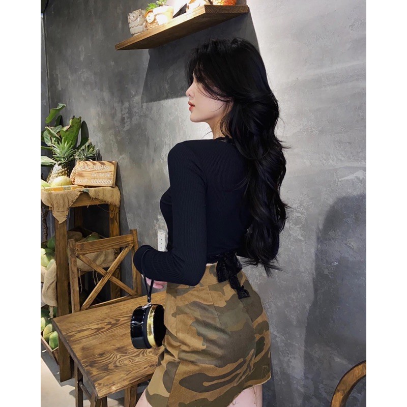 Áo thắt eo ren viền tay dài ( NEW IN ) | BigBuy360 - bigbuy360.vn