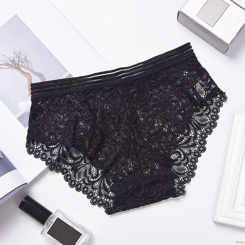 Sexy Lace Panties Women Tempting Pretty Briefs Mid Waist Women Floral Underwear