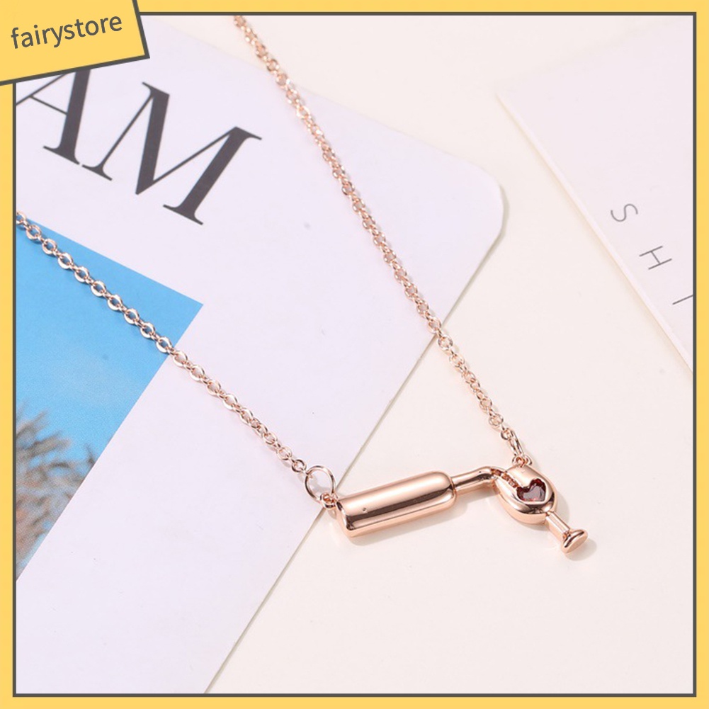 Dây Chuyền Hợp Kim Hình Ly Rượu Đính Đá Ruby Giả