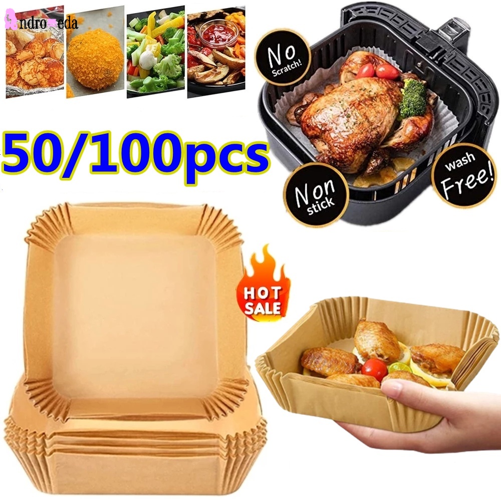 Set 50/100 Giấy Lót Nướng Bánh Chống Dầu Chống Dính Hình Vuông Dùng Một Lần