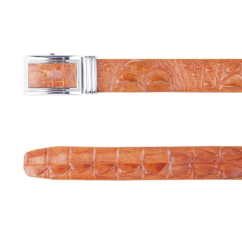 Thắt lưng nam Huy Hoàng da cá sấu nguyên con màu vàng bò HP4206