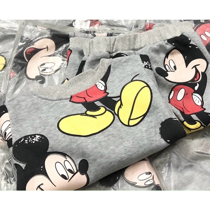 Bộ nỉ bông Mickey ghi cho bé trai size từ 10-22 cân