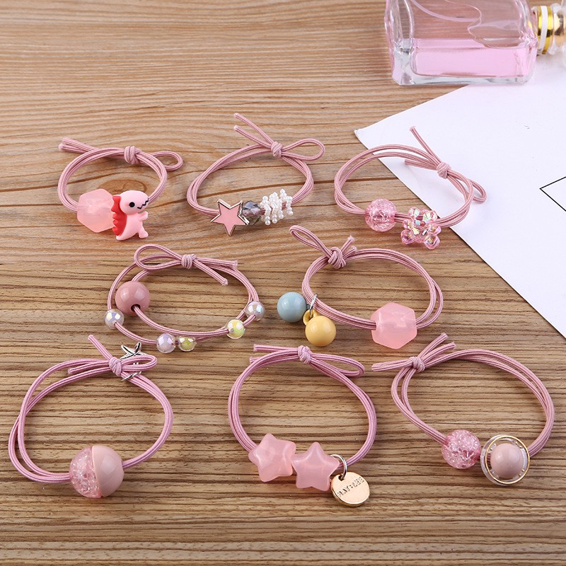 [Mã FAMARAL1 giảm 10K đơn 50K]CB01 Combo 8 dây cột tóc trong suốt kèm túi vải