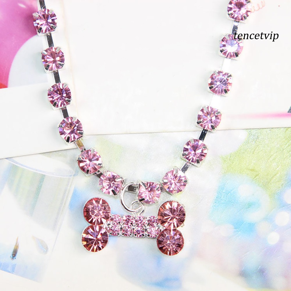 vòng cổ Mặt Hình Khúc Xương Đính Đá Dễ Thương Cho Thú Cưng