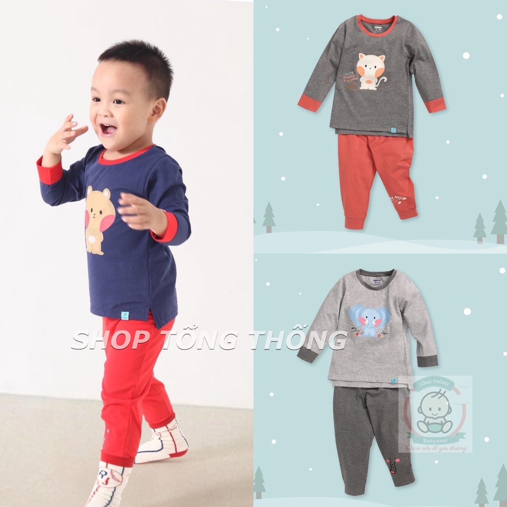 Bộ Mompa Cotton dài tay gấu teddy màu trơn viền tay cao cấp thấm hút tốt cho bé trai bé gái MP807