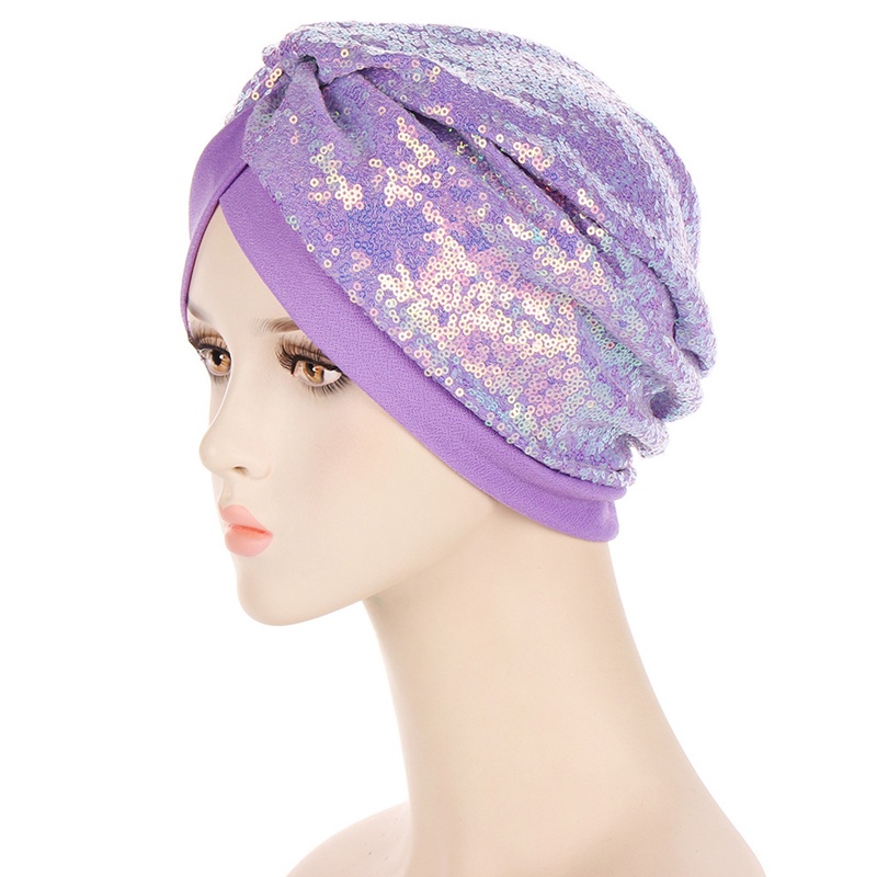 1 Mũ Turban Đính Kim Sa Màu Sắc Lấp Lánh Thời Trang Cho Nữ
