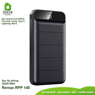( xả kho )Sạc dự phòng 20000mAh Remax RPP-140 (pin dự phòng), tíchh hợp 3 đầu ra, hỗ trợ sạc nhanh