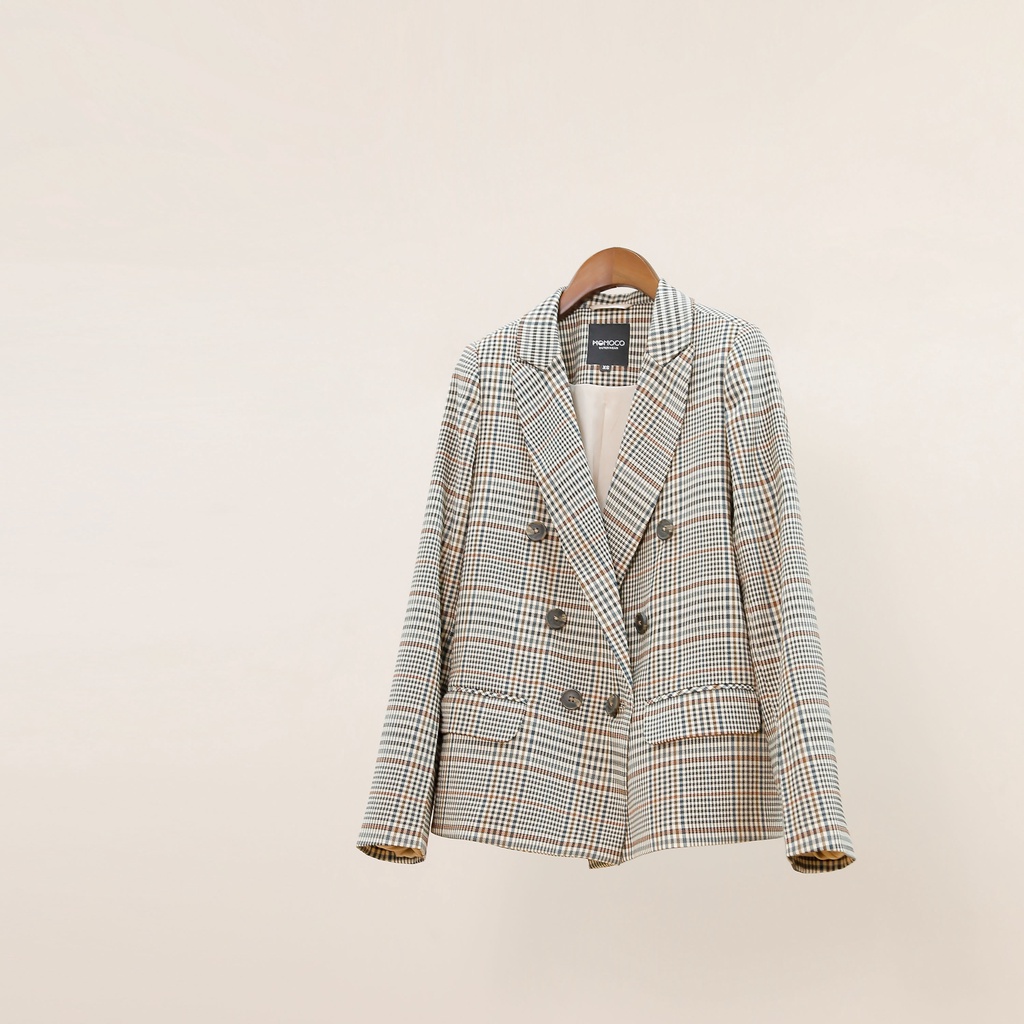 Áo Khoác Blazer Nữ MOMOCO Chất Liệu Hiện Đại, Hoạ Tiết Kẻ Thanh Lịch Thời Thượng M2876