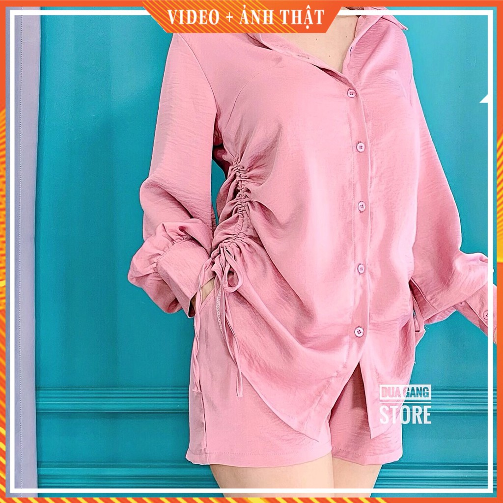 Bộ sơ mi dây rút kèm quần cá tính nhiều màu Dưa Gang Store SMR01 chính hãng | BigBuy360 - bigbuy360.vn