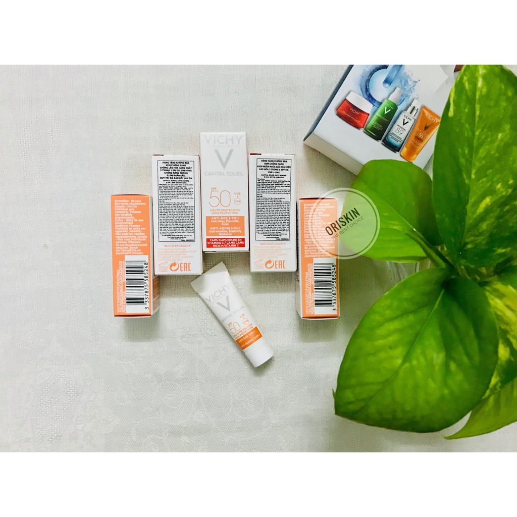 [Mới] Sample Chính Hãng  Vichy Kem Chống Nắng Vichy Bảo Vệ Da, Ngăn Ngừa Lão Hóa Soleil Anti-Aging SPF50 UVA + UVB 3Ml