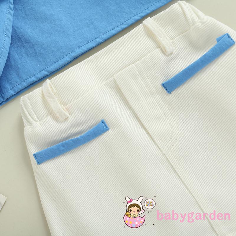 Bộ Áo Thun Tay Ngắn Màu Trơn Phối Chân Váy Chữ A Thời Trang Mùa Hè Dễ Thương Cho Bé Gái 2-7 Tuổi