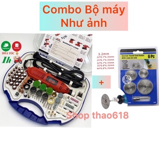 Combo máy khoan, mài, cắt mini đa năng acz-6058, công suất 180w, 6 tốc độ + vỉ lưỡi cưa