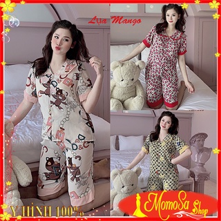 Đồ Bộ Nữ Mặc Nhà Quần Lửng Lụa Mango Mềm Mịn  MOMOSA Shop
